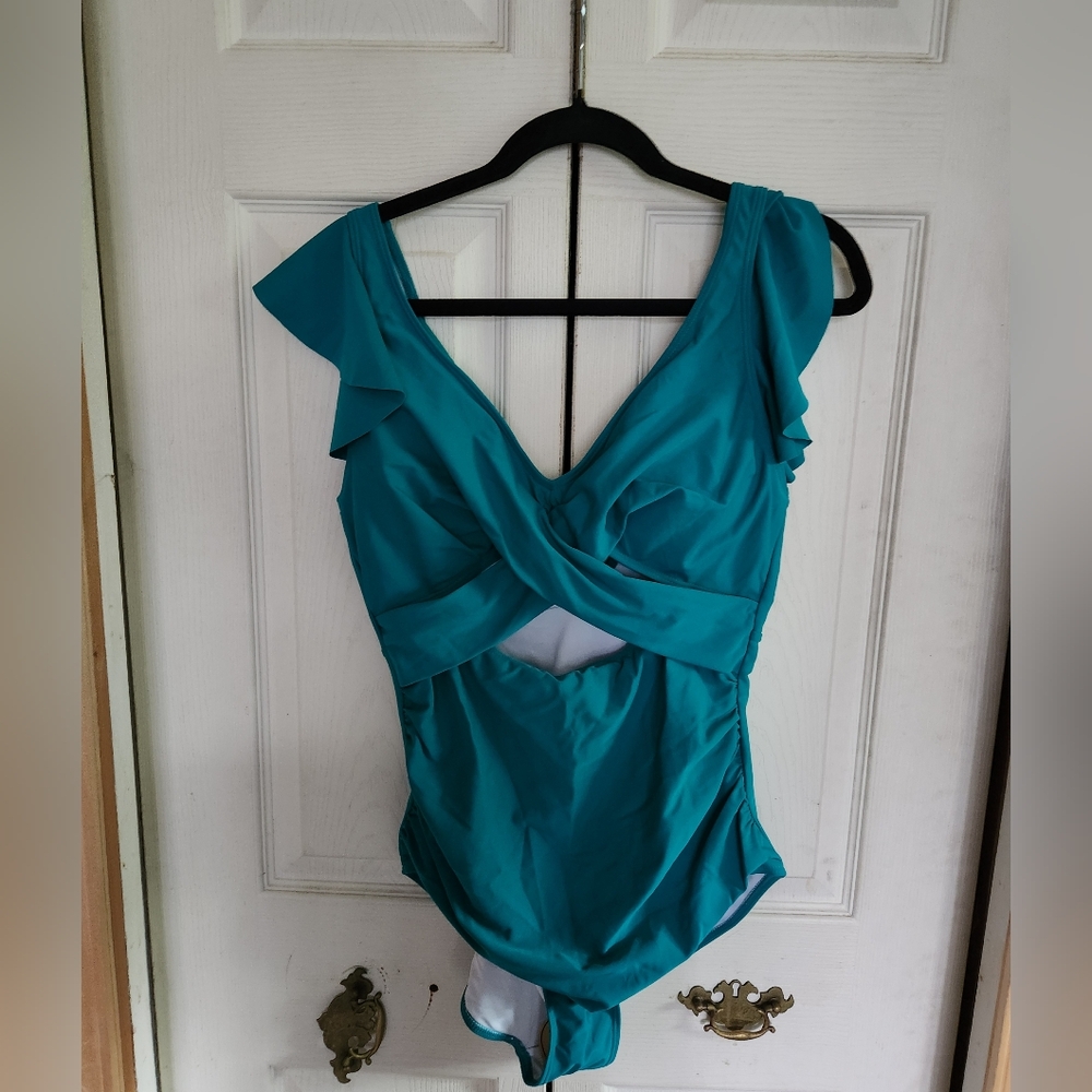 Nwt Elegant Teal One-Piece Swimsuit - Picture 2 of 10
